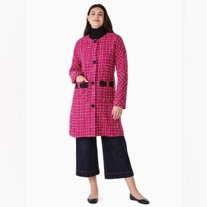 Kate Spade Pink Tweed jacket Blazer with Black Trim size small